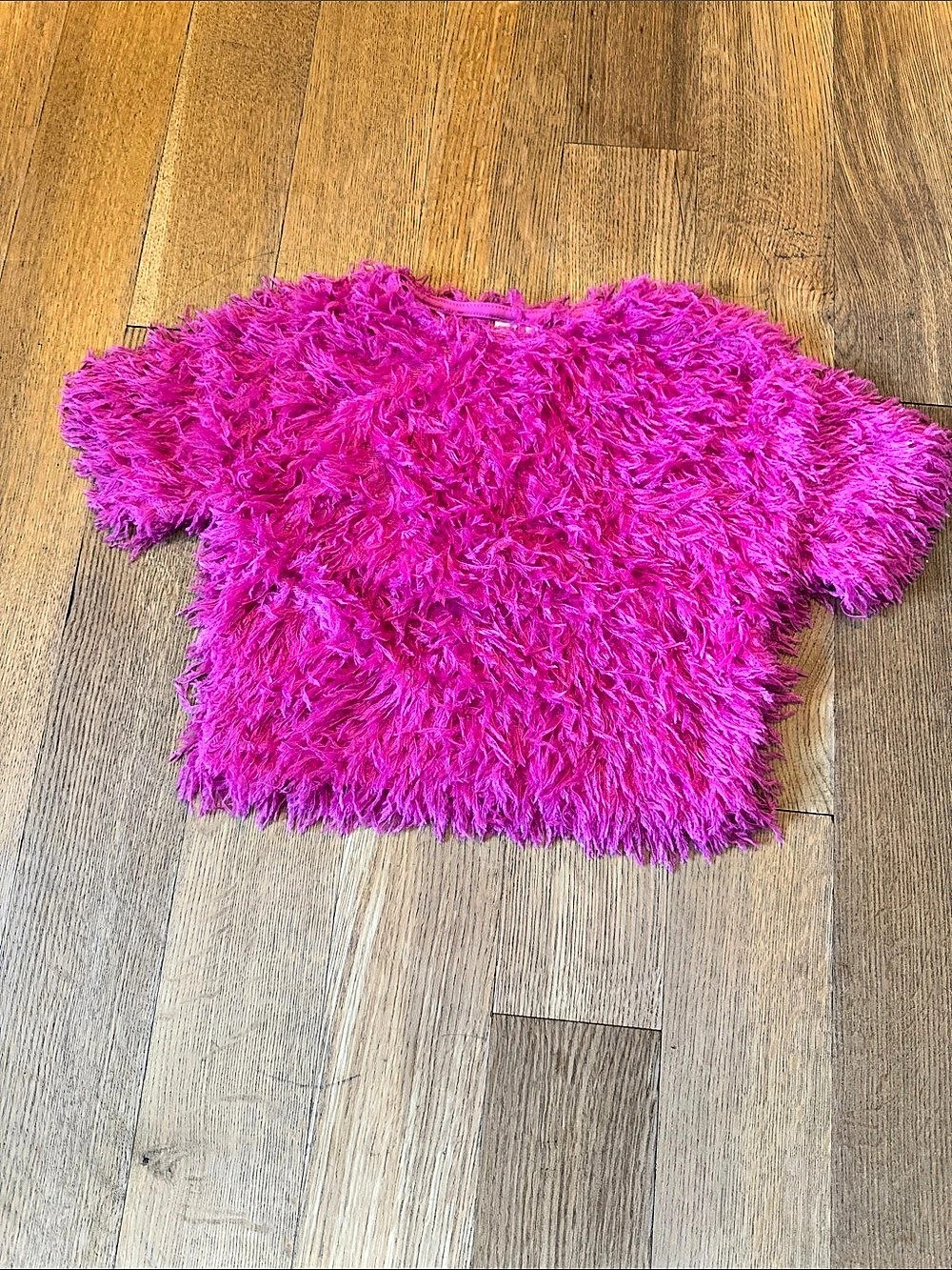 ZARA Fuzzy Short Sleeve Top in Pink Size 6